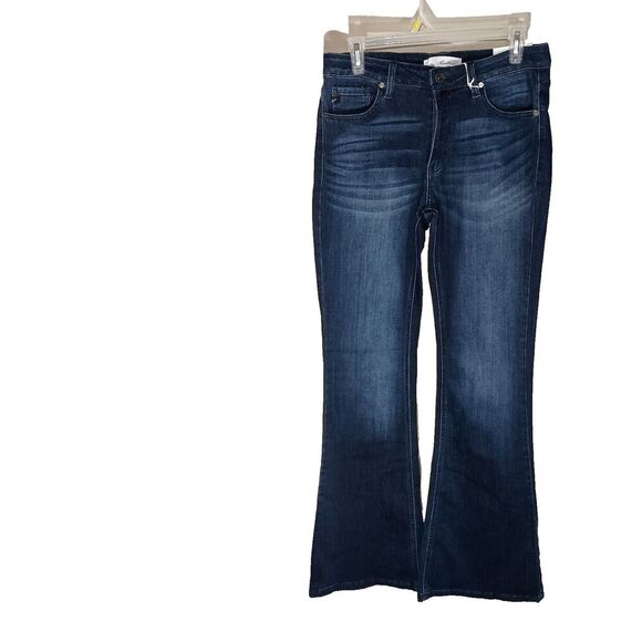 New Kan Can Women's Mid Rise Flare Denim Jeans KC6102DOP KanCan Wide Leg High - Picture 1 of 16